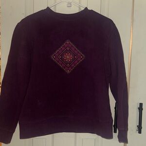 Classic Elements Dark Purple Sweatshirt with Embroidered Pattern